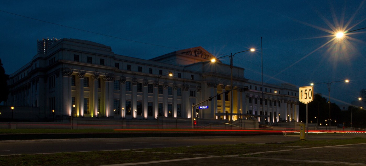 The National Museum of Fine Arts in Manila, lit at dusk