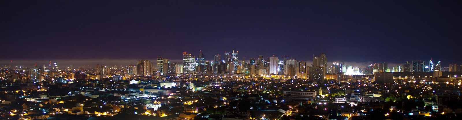 The Makati skyline lit at night, Metro Manila